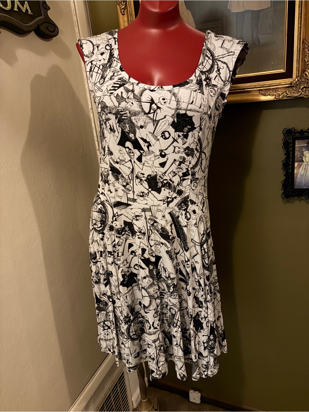 Nightmare Before Christmas white black stretch dress